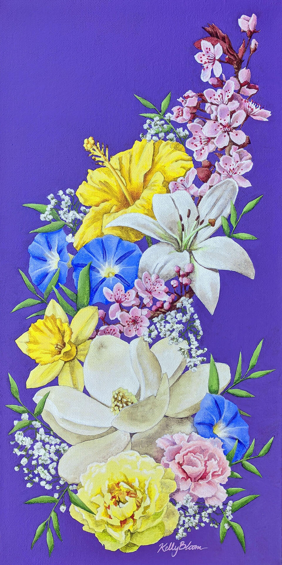 "Jen" Tattoo Design Commission, Acrylic on Canvas, 10x20 inches